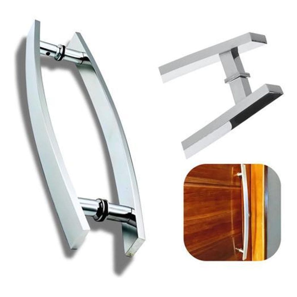 Puxador Barra Chata Curvo 80Cm Inox Pol Porta Mad Vidro Alum