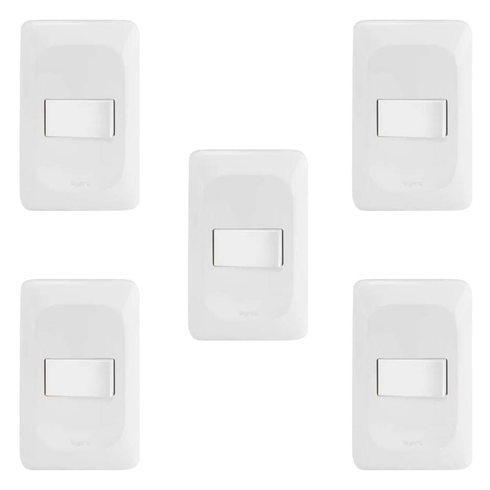 Kit 5 Conjuntos 1 Interruptor Simples 4X2 Pial Pop Lgx010