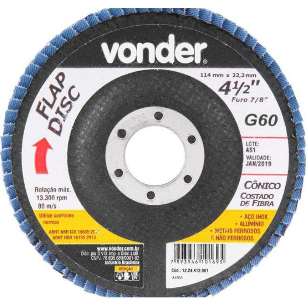 Disco Flap Conico, 4.1/2 G60 - Vonder