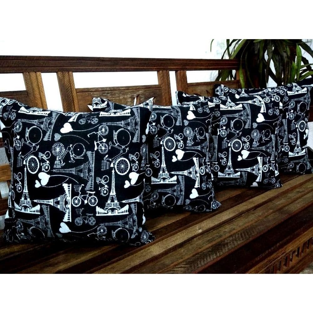- Kit 4 Capas Almofadas Decorativas Jacquard Estampado Paris
