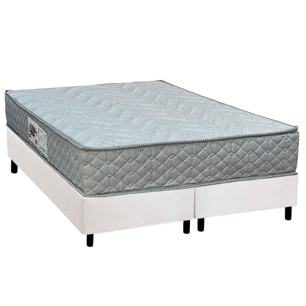 Conjunto Box Queen: Colchão Espuma Paropas D45 Pasquale Gray + Base CRC Corano White (158x198)