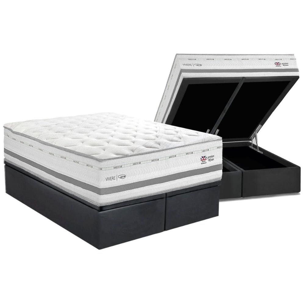 Conjunto Box Baú Queen: Colchão Molas Herval Maxspring C1756 c/ Massagem + Base CRC Suede Gray (158x198)