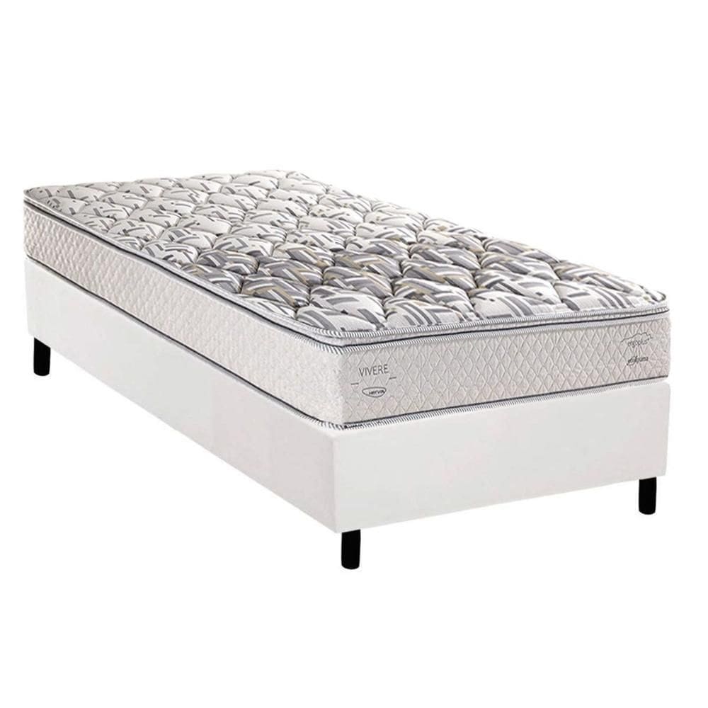 Conjunto Box Solteiro: Colchão Espuma Herval AG65 Santorini C1604 + Base CRC Corano White (88x188)