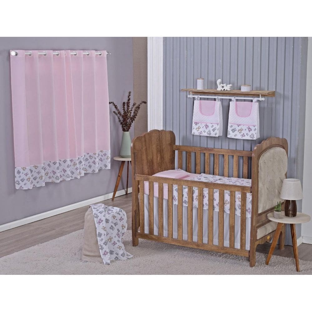 Enxoval Bebe Kit Berço Americano Cortina Algodão Menino