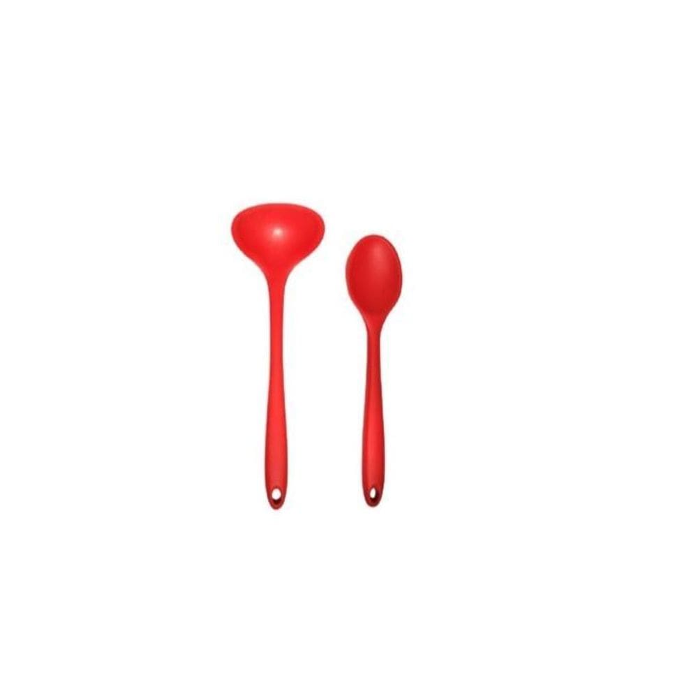 Duas Peças De Concha E Colher Em Silicone Vermelho Unyhome