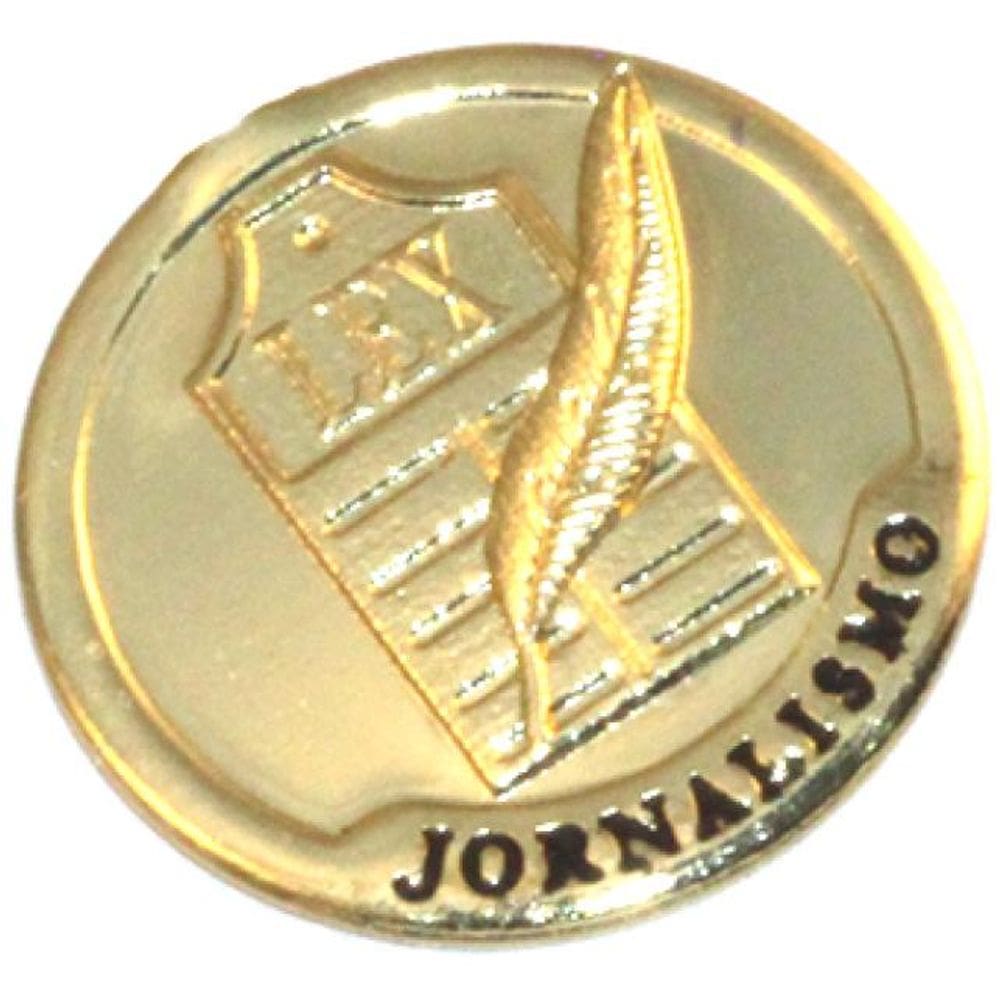 Broche Botton Jornalismo Jornal Folheado Ouro 18k