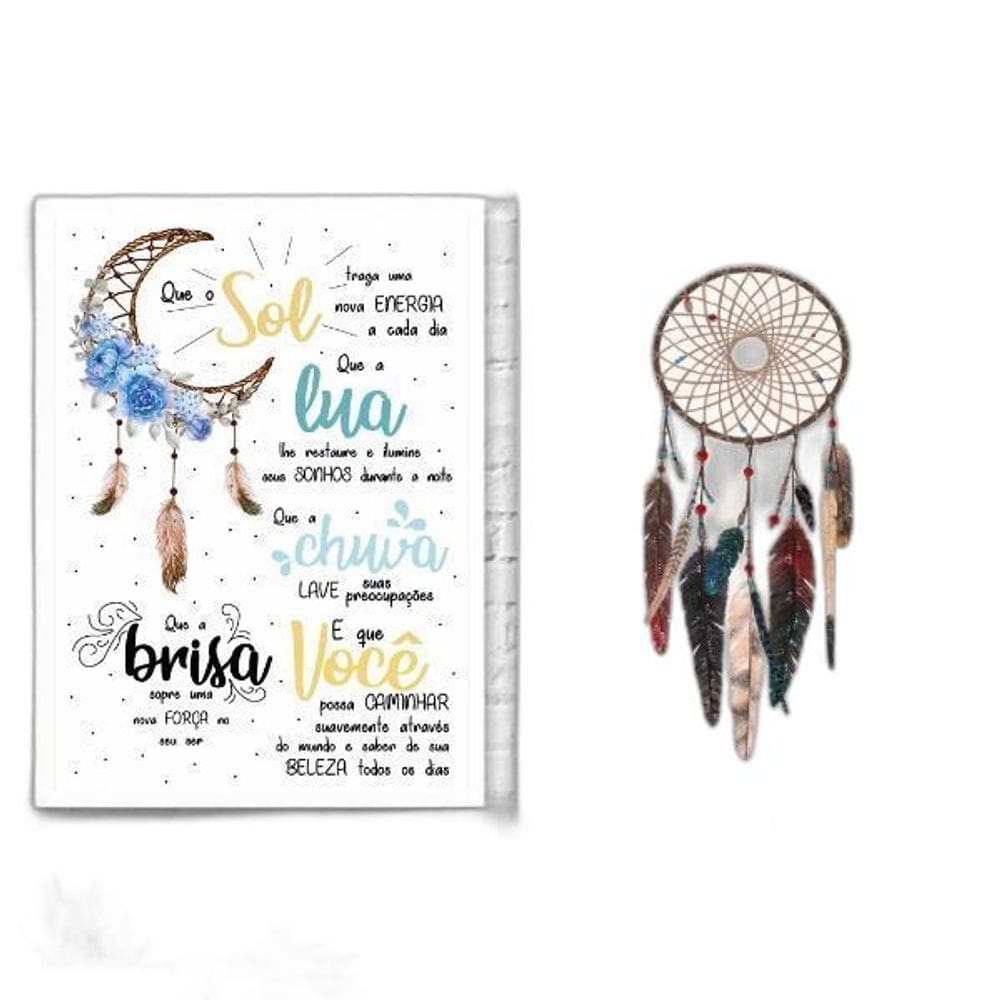 Kit 2 Quadros Benção Apache 33X24Cm Com Vidro Madeira Branca