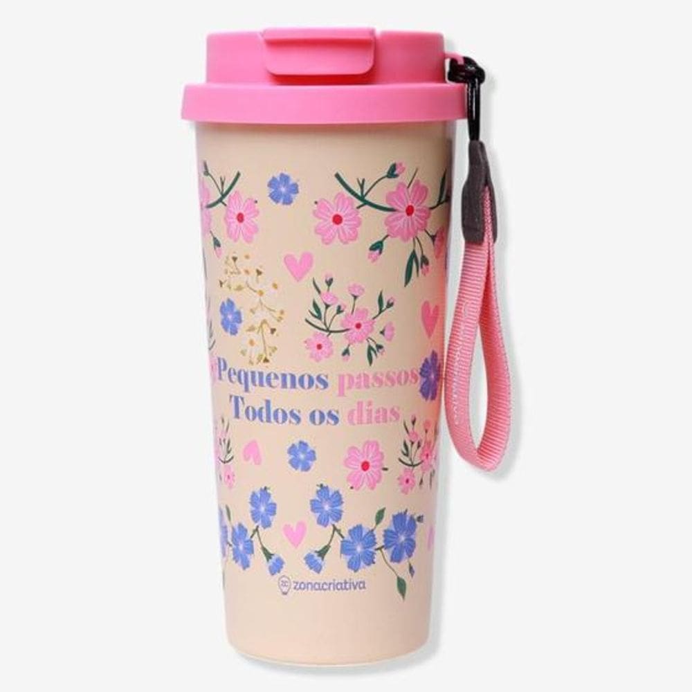 Copo Baker Motivacional Floral Zonacriativa