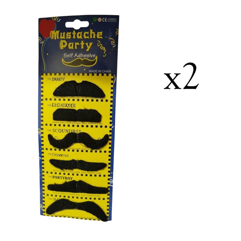 Cartela Com 12 Bigodes Falso Em Pelúcia Para Fantasia