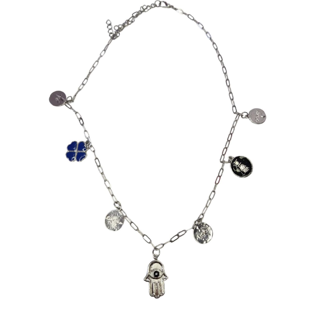 Corrente Folheada Medalhas Amuletos Trevo