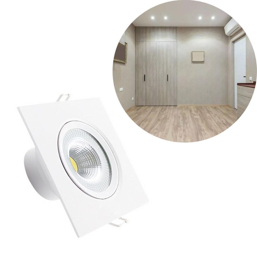 Luminária Spot Luz Led Quadrada Luz Fria Iluminação 3W