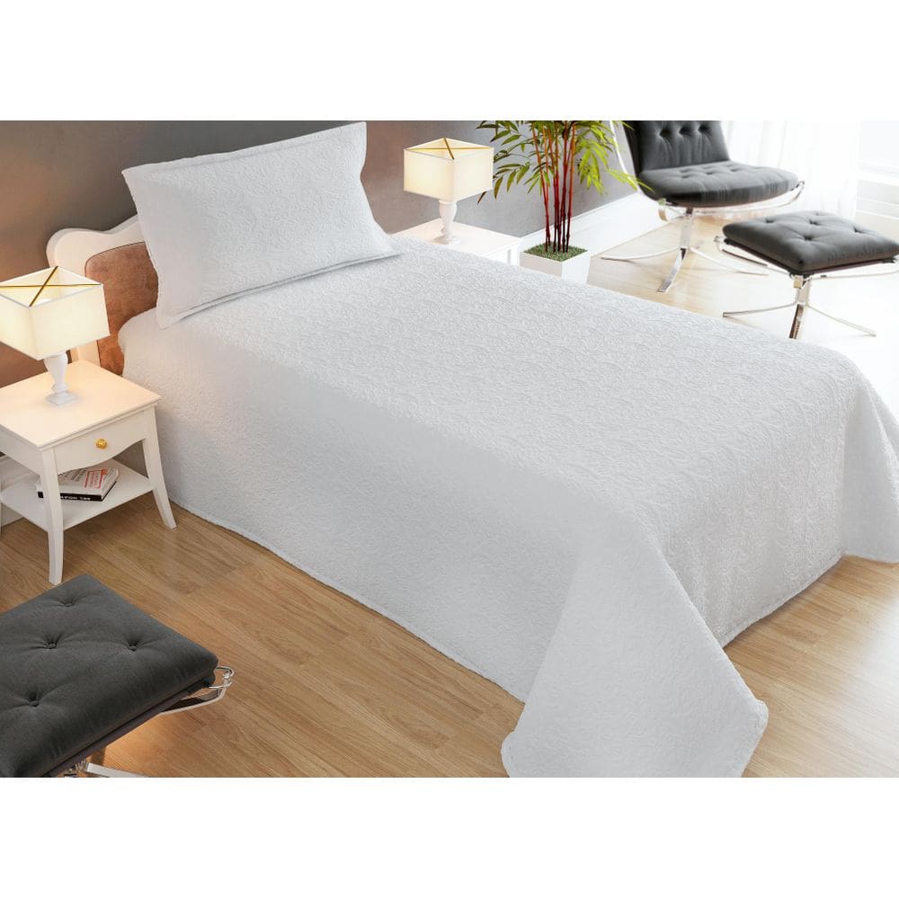 Cobre Leito Colcha Branca Kit Classic Passione Solteiro