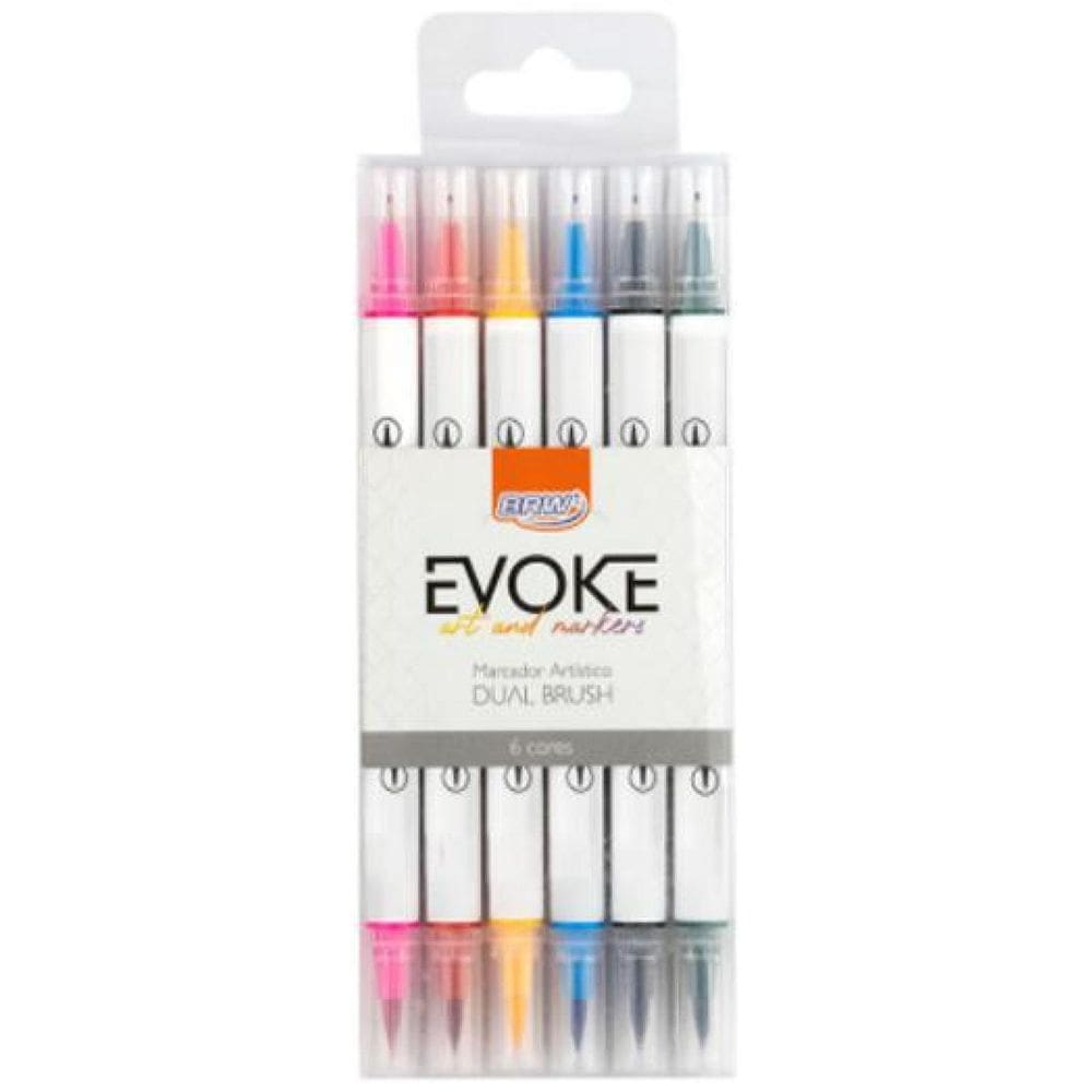 Marcador Artístico Evoke Dual Brush Pen - Blister C/ 6Cores