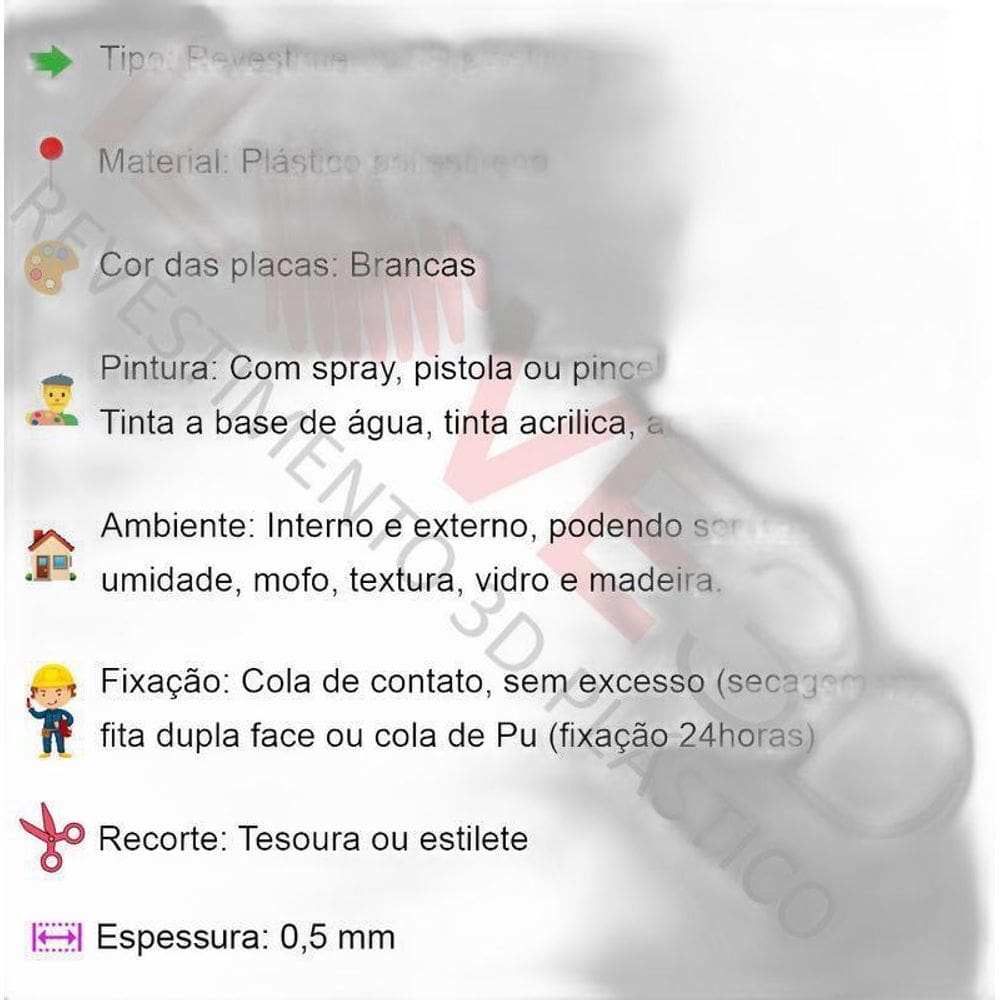 Placas Poliestireno 3D 0,5mm Lunar - Branco  16