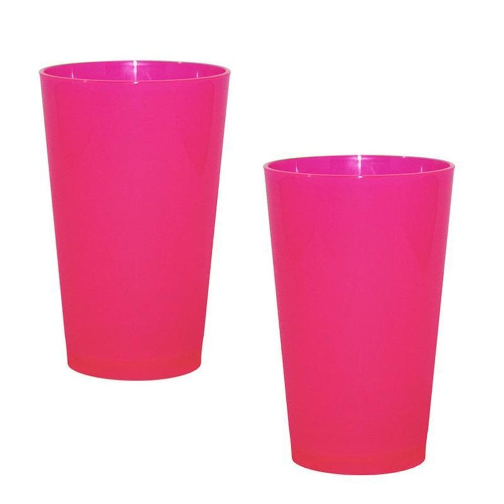 Kit 2 Copos Cancun Rosa Neon 320Ml Plástico Premium