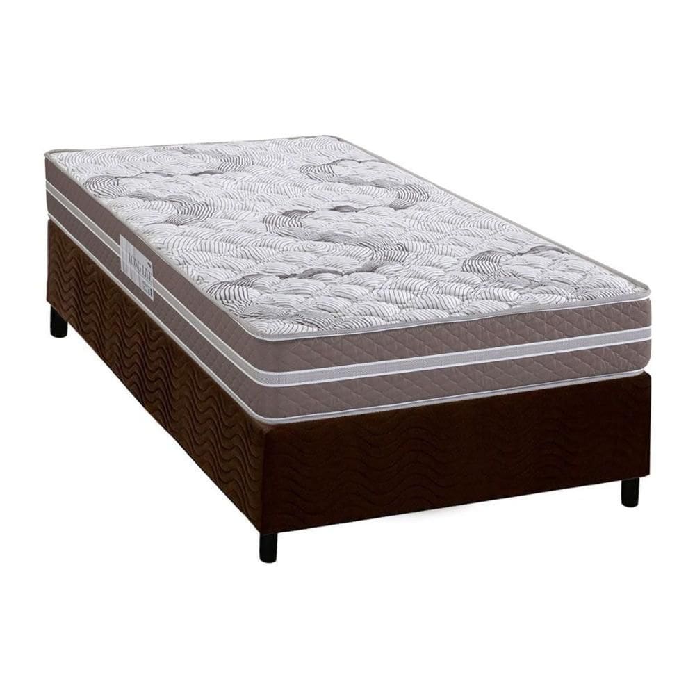 Conjunto Box Solteiro: Colchão Espuma Herval D33 Long Live + Base CRC Suede Brown (88x188)