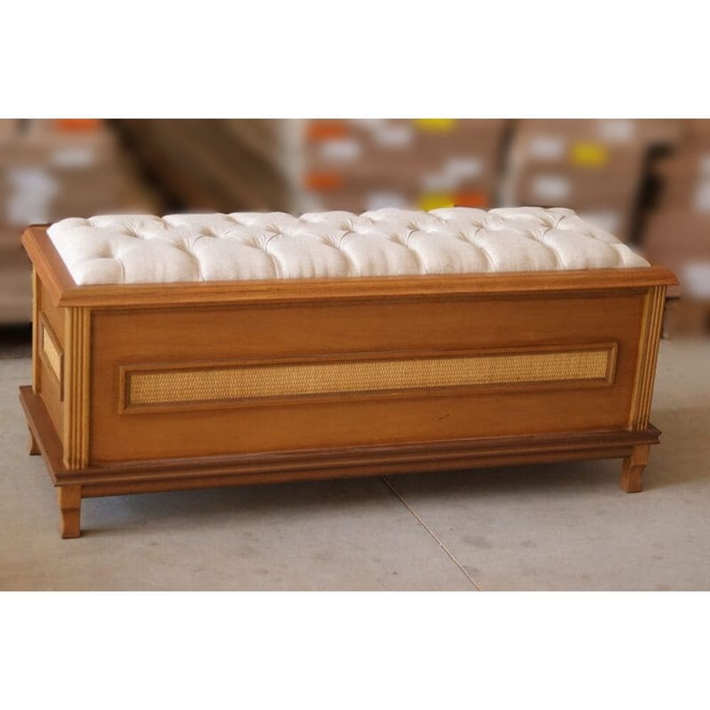 Baú para Quarto de Casal Estofado 1,60m - Athenas - Móveis Montanhês