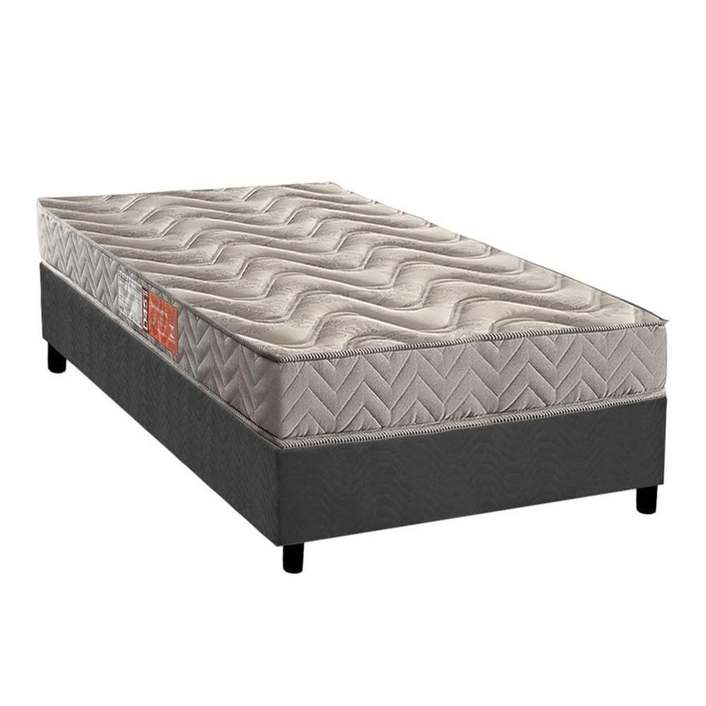 Conjunto Box Solteiro: Colchão Espuma Paropas Pasquale Gray + Base CRC Suede Gray (88x188)