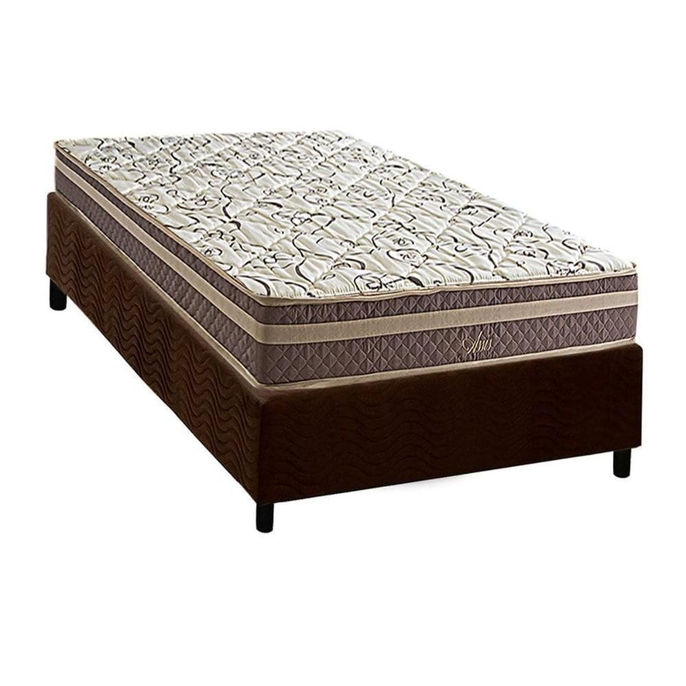 Conjunto Box Solteiro: Colchão Molas Herval Bonnel Assis + Base CRC Suede Brown (88x188)