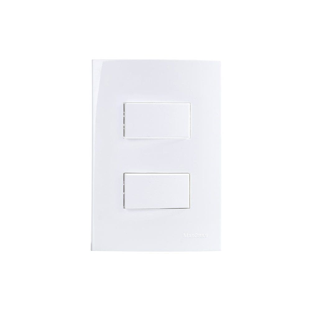 Interruptor Simples e Interruptor Paral. MarGirius Sleek 10A com Placa 4x2 Branco - Branco