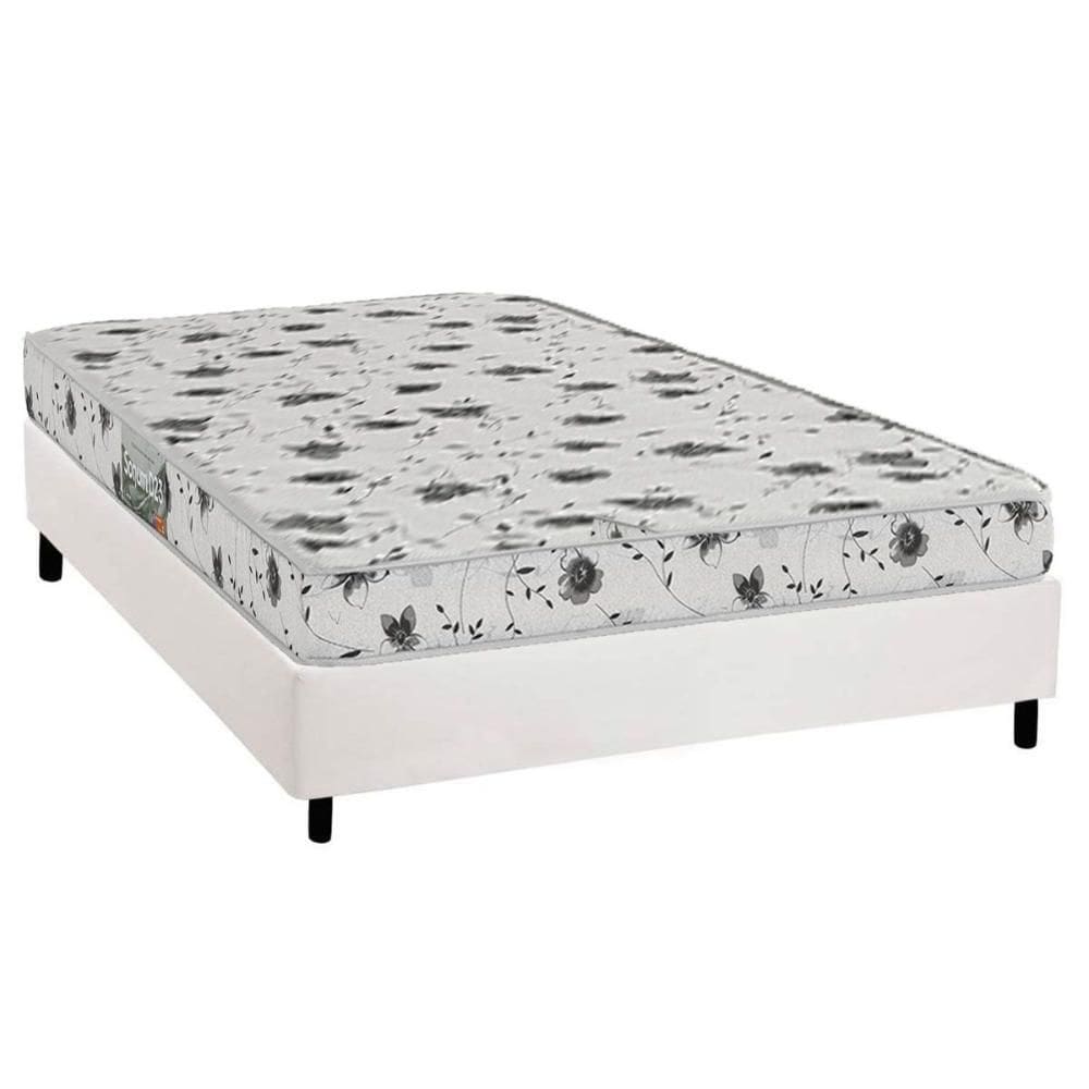 Conjunto Box Casal: Colchão Espuma Herval D23 Sonum Liso + Base CRC Corano White (138x188)