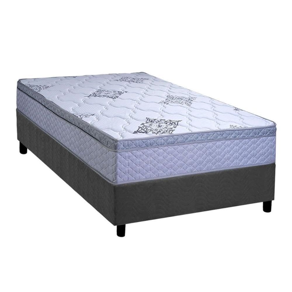 Conjunto Box Solteiro: Colchão Espuma Paropas D28 Gold Extra Gray + Base CRC Suede Gray (88x188)