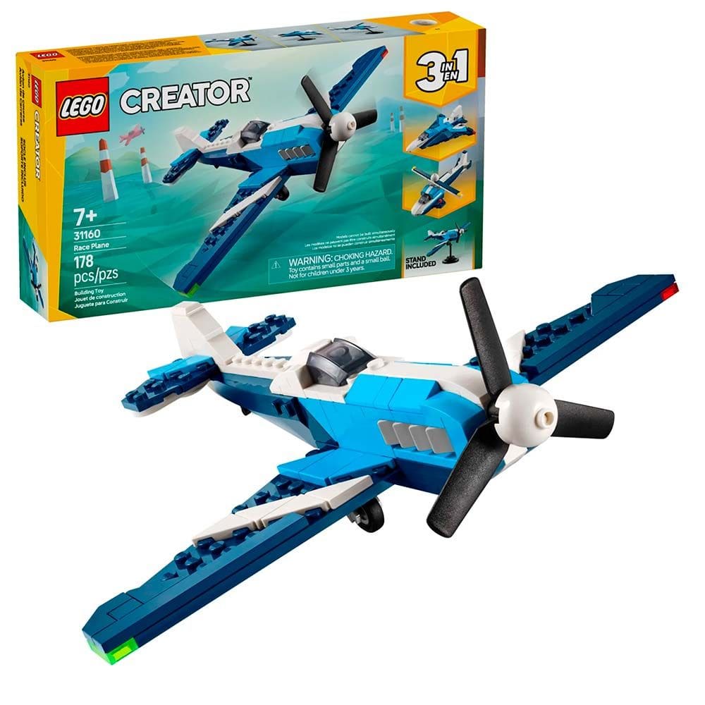 Bloco de Montar – Creator 3 em 1 – Aeronave: Avião de Corrida - 178 peças - LEGO