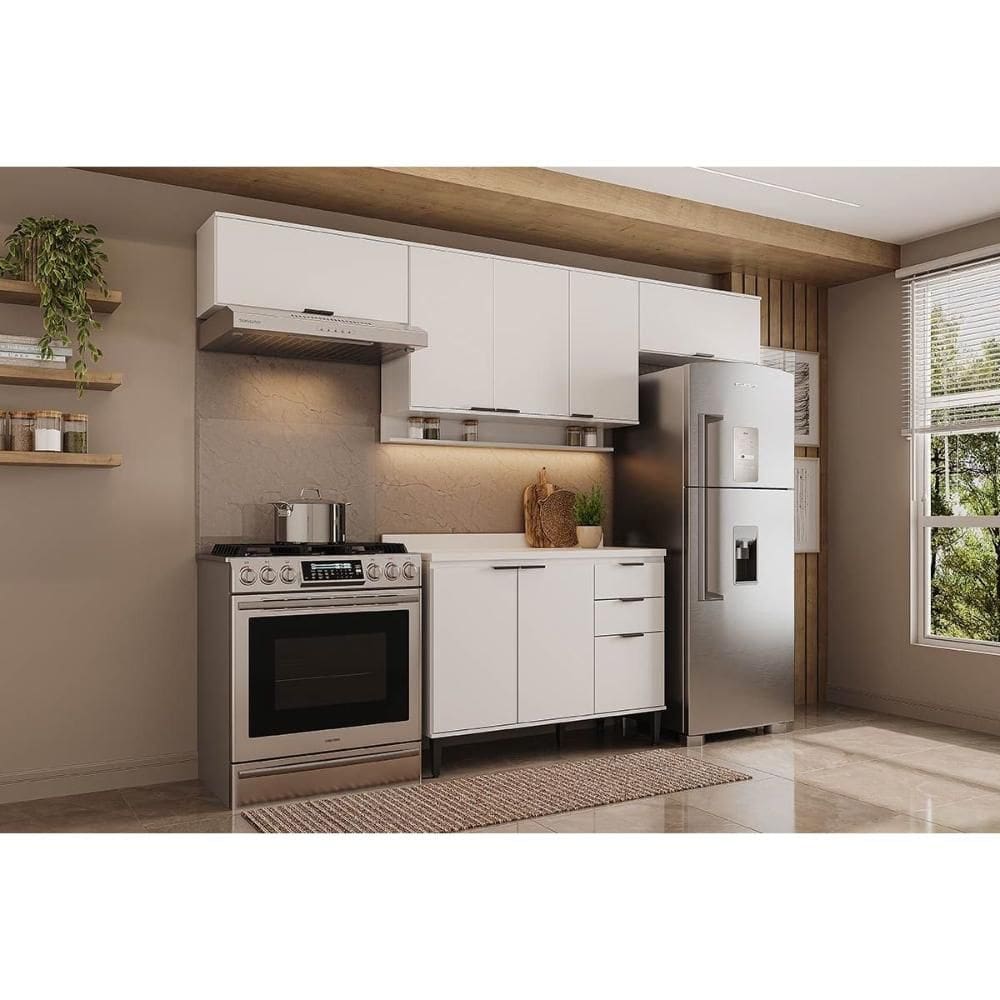 Cozinha Completa Alpha 4 Peças (3Aéreos+1Balcão) C4P181 Branco - Carraro