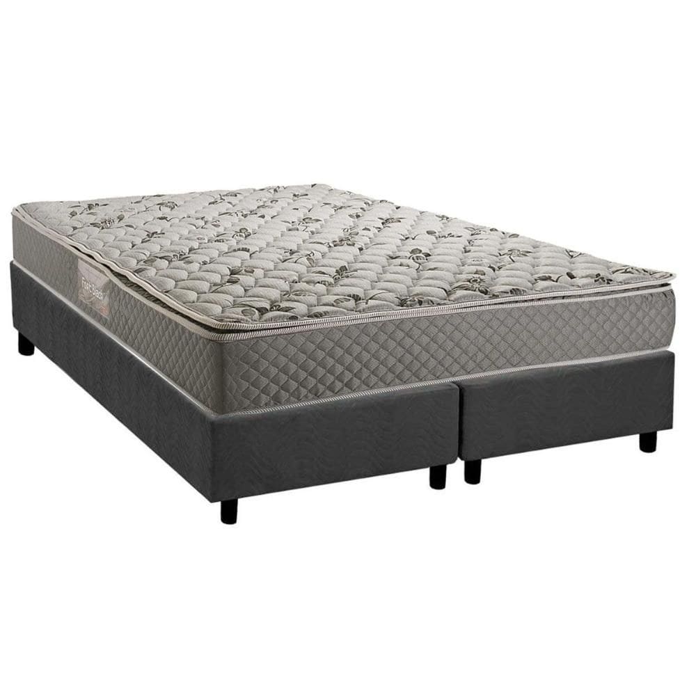 Conjunto Box Queen: Colchão Espuma Herval AG65 Fort Black + Base CRC Suede Gray (158x198)