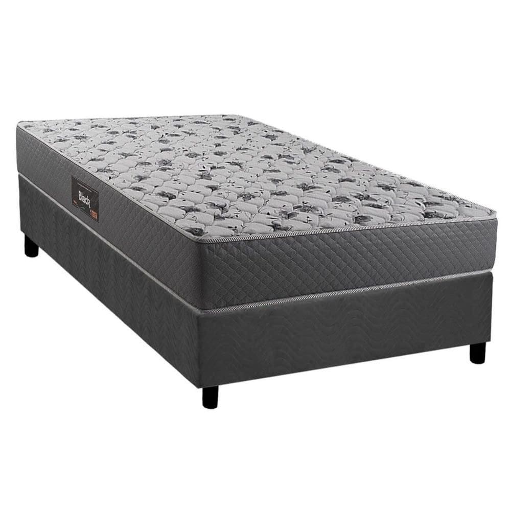 Conjunto Box Solteiro: Colchão Espuma Herval D28 / AG65 Black + Base CRC Suede Gray (88x188)