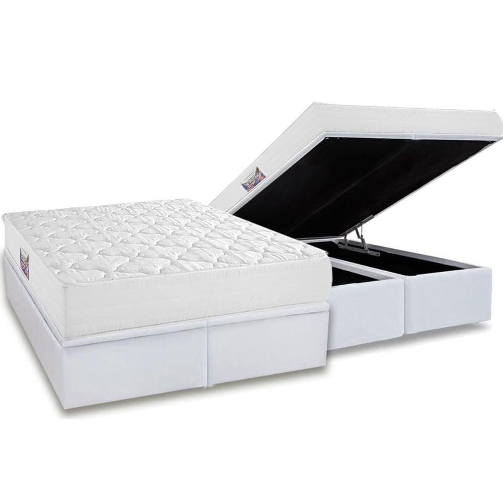 Conjunto Box Baú Queen: Colchão Espuma Herval D45 Top + Base CRC Linhão White (158x198)