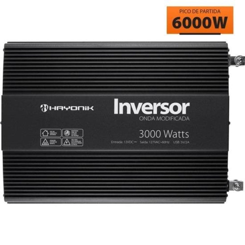 Inversor Automotivo PW12-1 Onda Modificada 3000W 12Vdc/127V