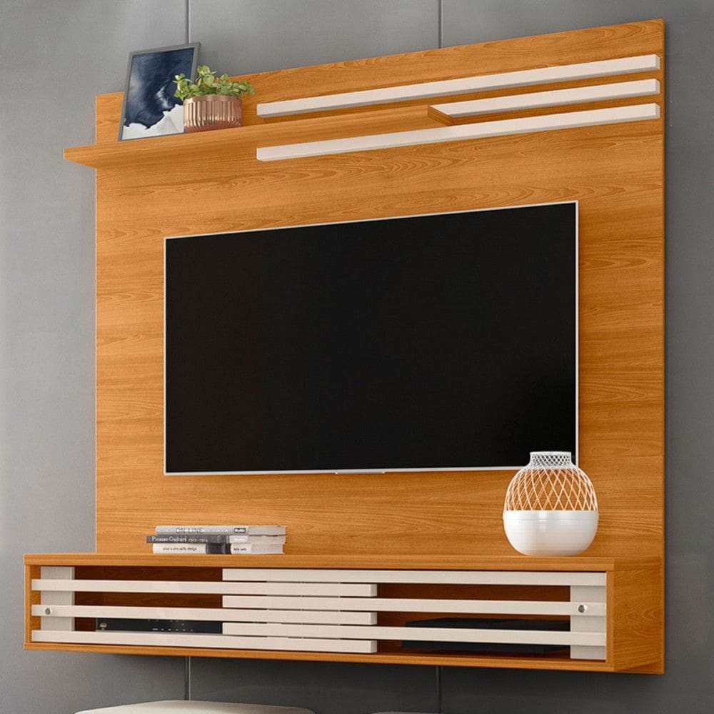 Painel para TV Até 55 Polegadas Sublime 2 Portas 1 Prateleira Cinamomo/Off White - Madetec