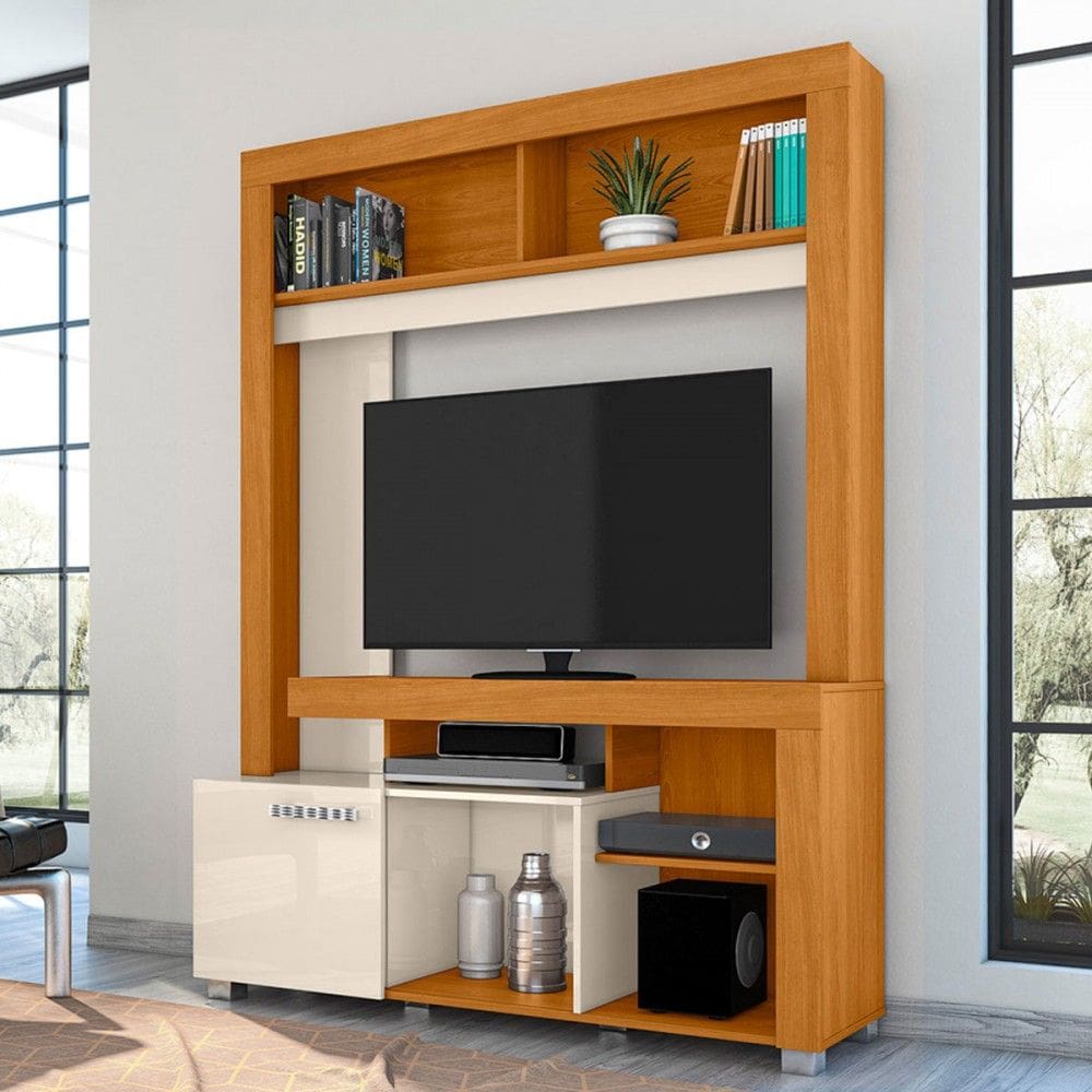 Estante para TV Até 50 Polegadas Flavia 1 Porta Cinamomo/Off White - Madetec