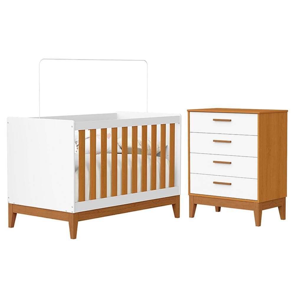 Jogo de Quarto Infantil Flip Cômoda 4 Gavetas e Berço Americano - Reller Móveis