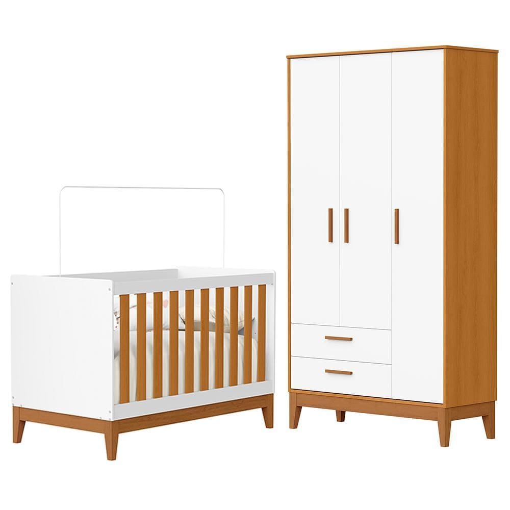 Jogo de Quarto Infantil Flip Guarda Roupa 3 Portas e Berço Americano - Reller Móveis