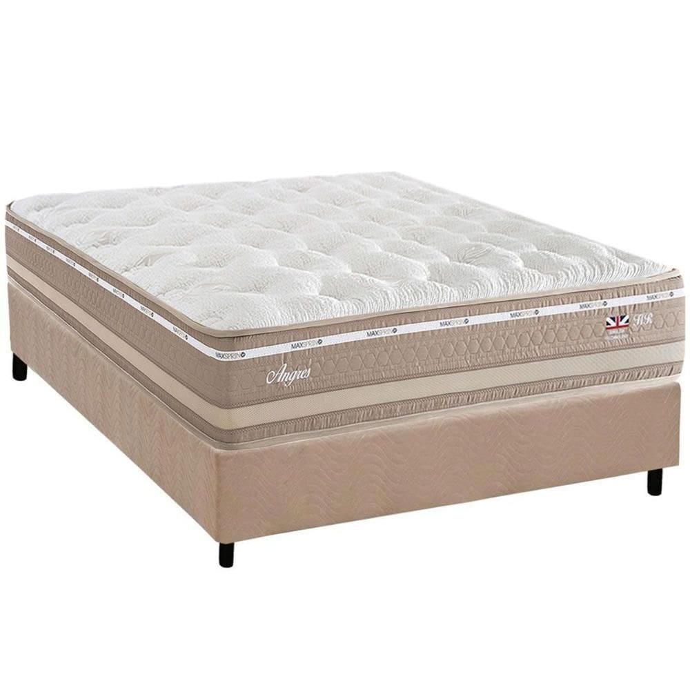Conjunto Box Casal: Colchão Molas Herval Maxspring Angres + Base CRC Suede Clean (138x188)
