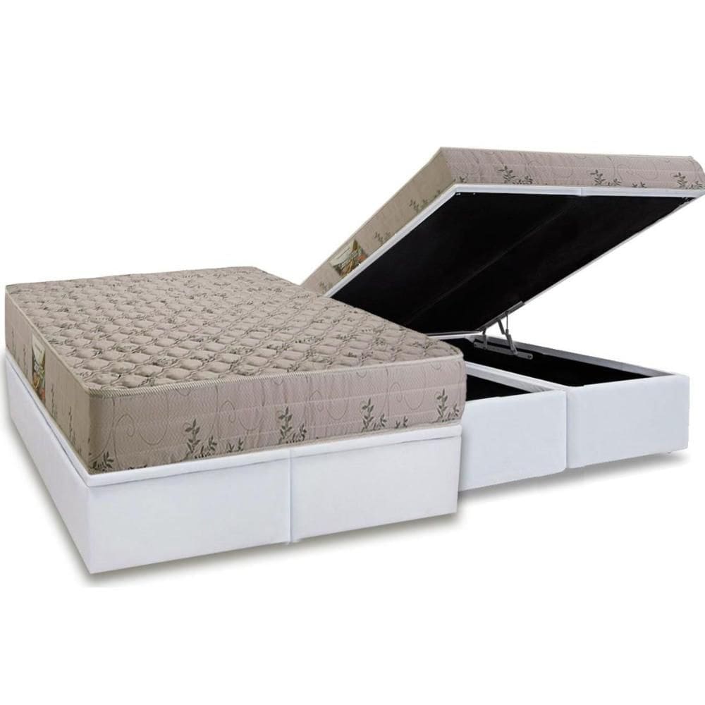 Conjunto Box Baú Queen: Colchão Espuma Herval D33 Cannes + Base CRC Linhão White (158x198)