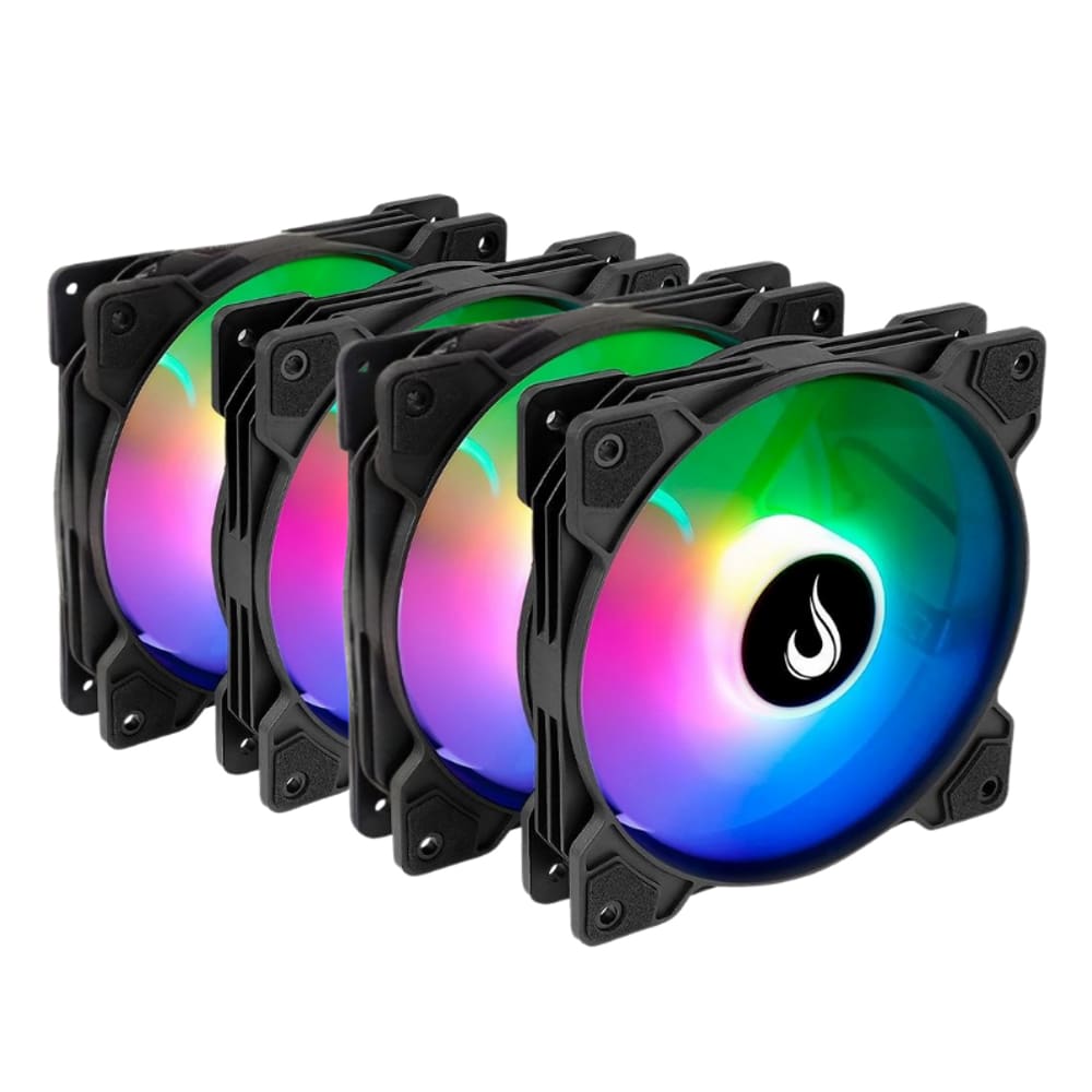Kit 4 Fans Rise Mode X ARGB 120mm S/Controladora Preto - RM-XLD-ARGB