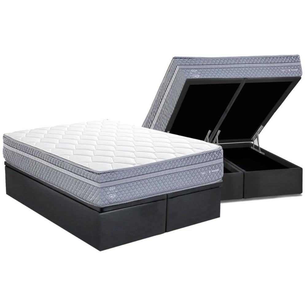 Conjunto Box Baú King: Colchão Molas Herval Maxspring C1780 + Base CRC Suede Gray (193x203)