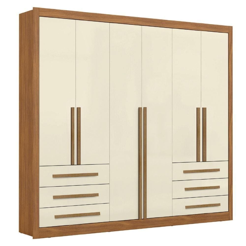 Guarda Roupas Casal 6 Portas 6 Gavetas Lotus Maxel Madeirado/off White