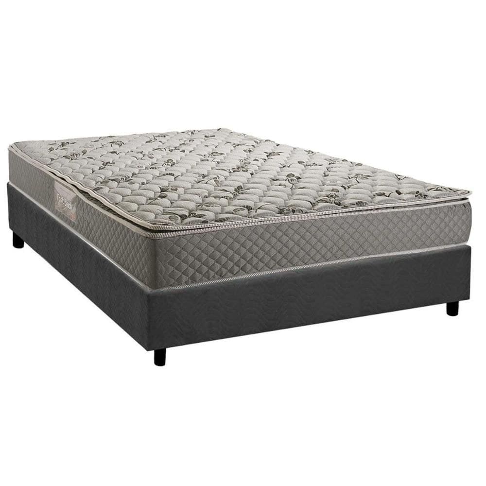 Conjunto Box Casal: Colchão Espuma Herval AG65 Fort Black + Base CRC Suede Gray (138x188)