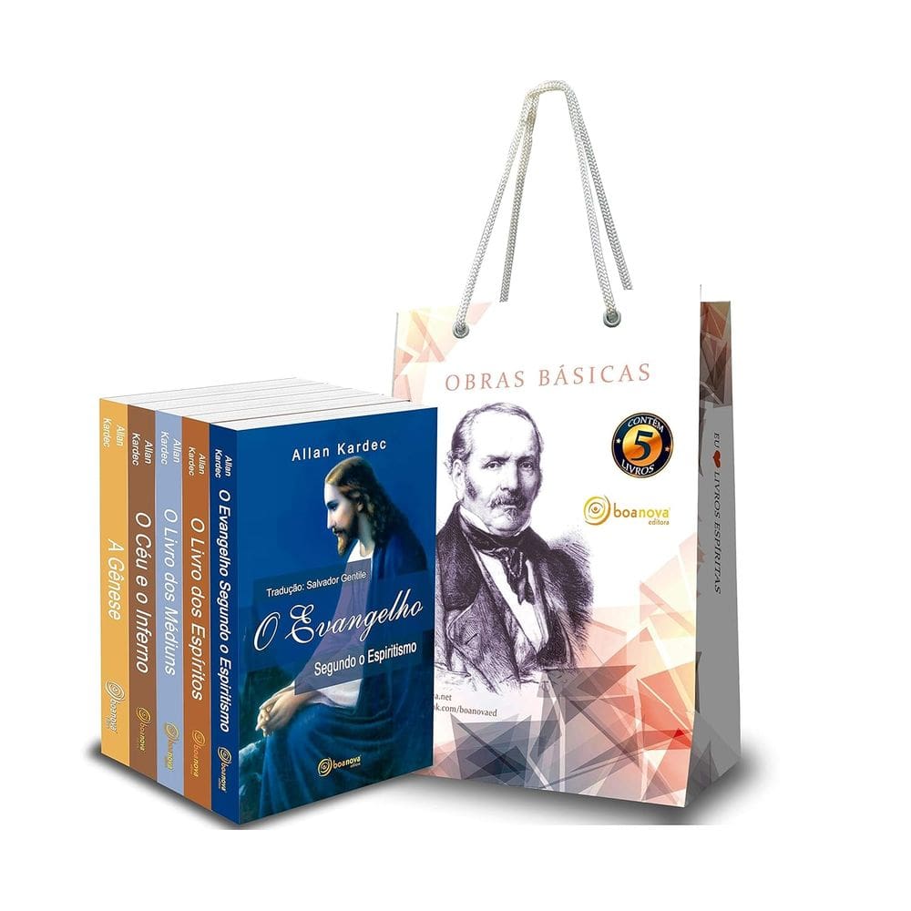 Livro Kit 5 Obras Básicas Allan Kardec (Com Sacola)