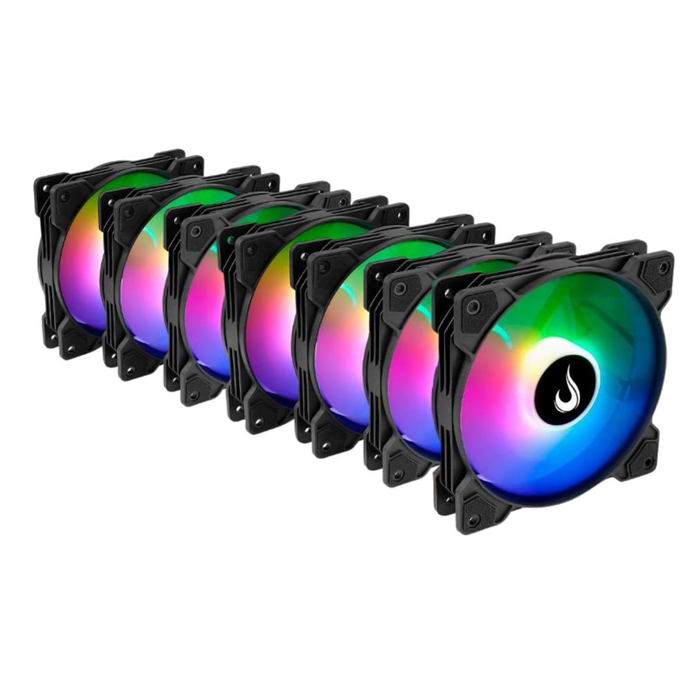 Kit 7 Fans Rise Mode X ARGB 120mm S/Controladora Preto - RM-XLD-ARGB