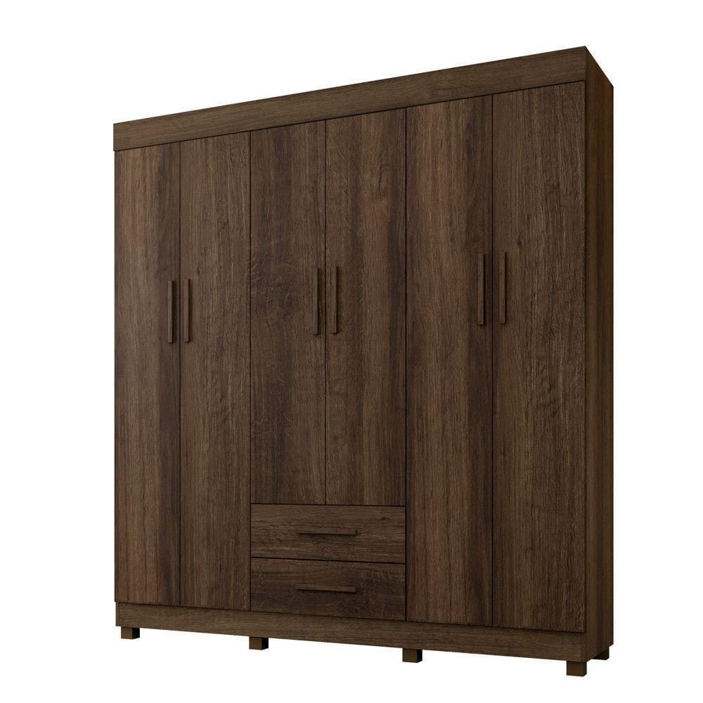 Guarda Roupa New Copacabana 6 Portas 2 Gavetas 7 Prateleiras Imbuia
