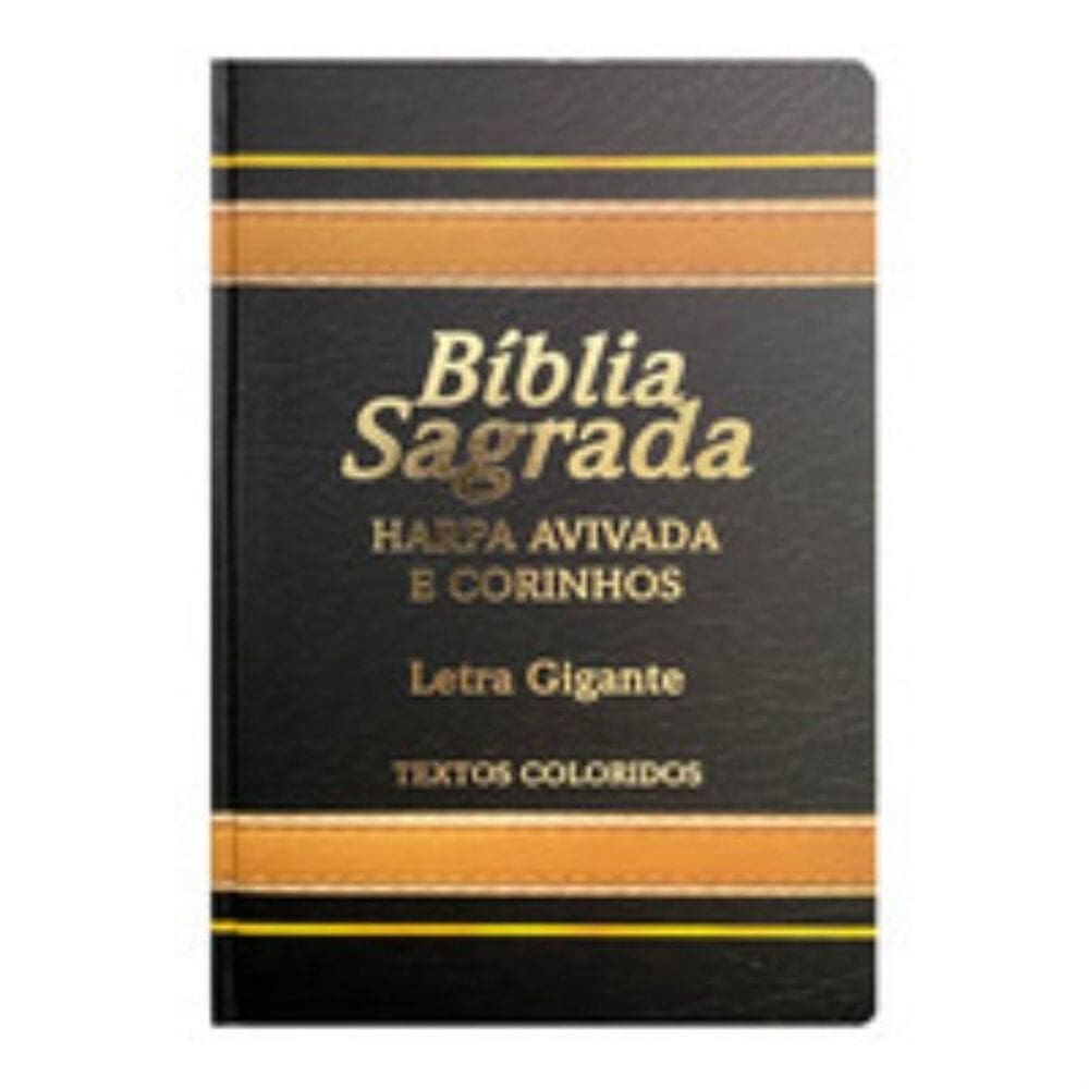 Bíblia L. gigante laminada ppm full color c/ harpa - Preta