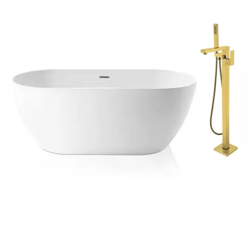 Kit Banheira Imersao Freestanding Luxo 1.50m c/ Mist Dourado