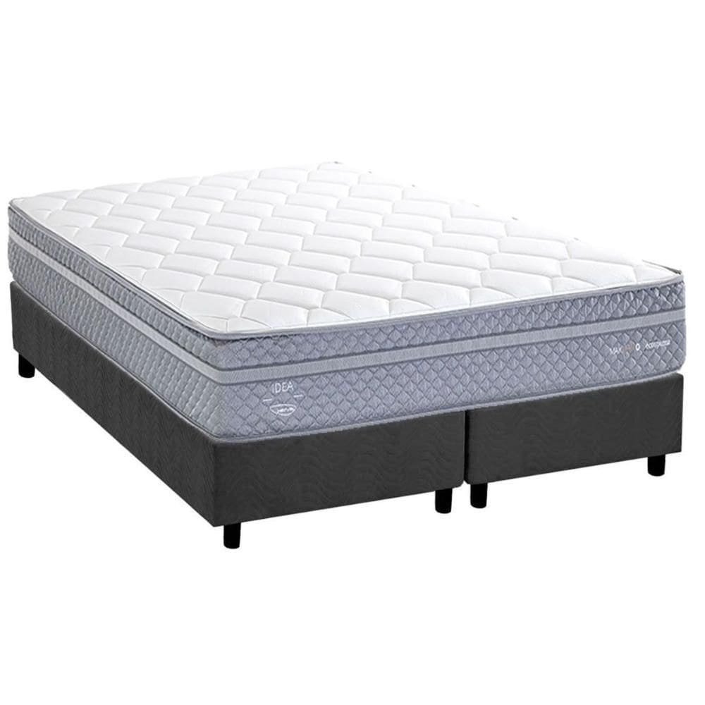 Conjunto Box King: Colchão Molas Herval Maxspring C1780 + Base CRC Suede Gray (193x203)
