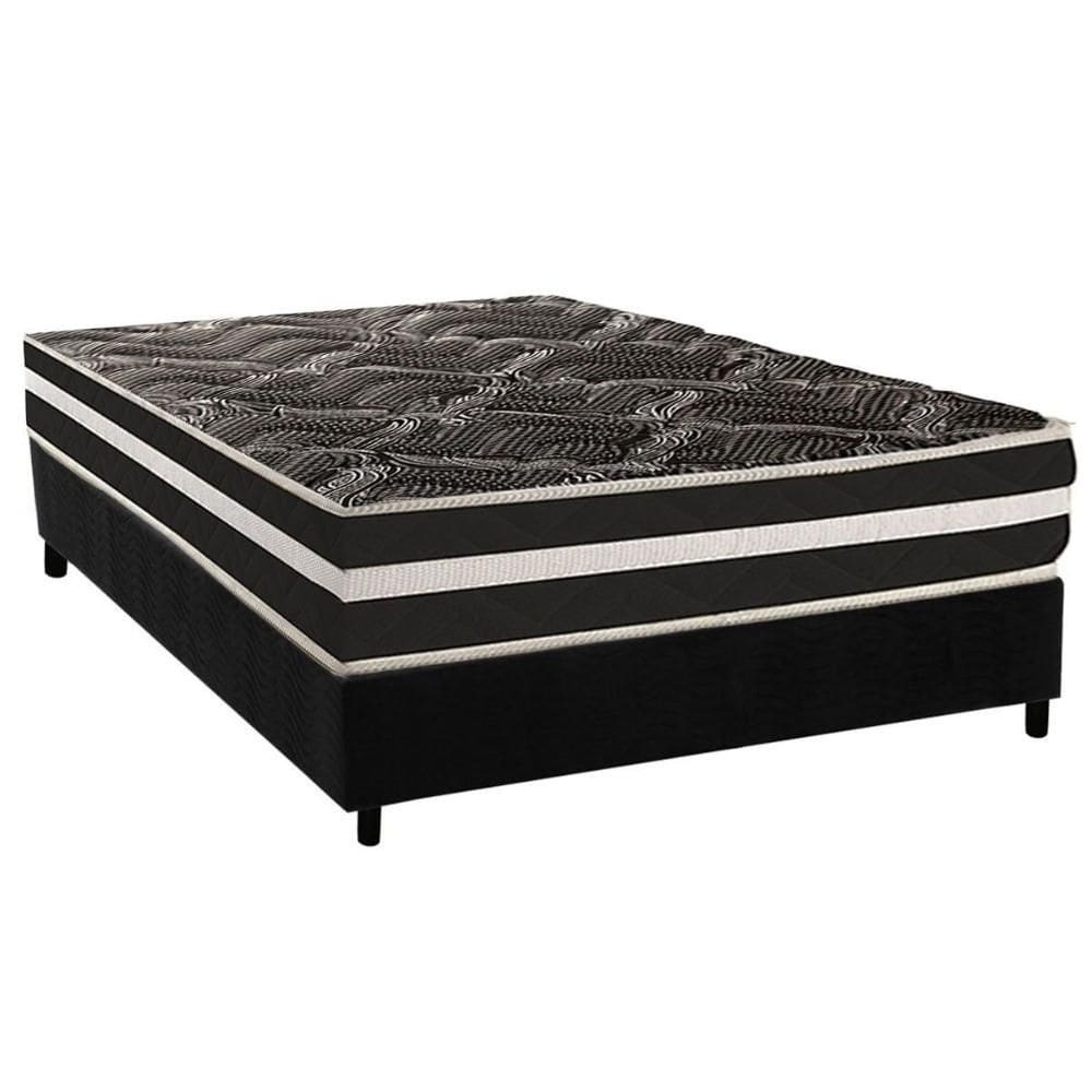 Conjunto Box Casal: Colchão Espuma Paropas D28 AG80 Master Black Double Face + Base CRC Suede Black (138x188)