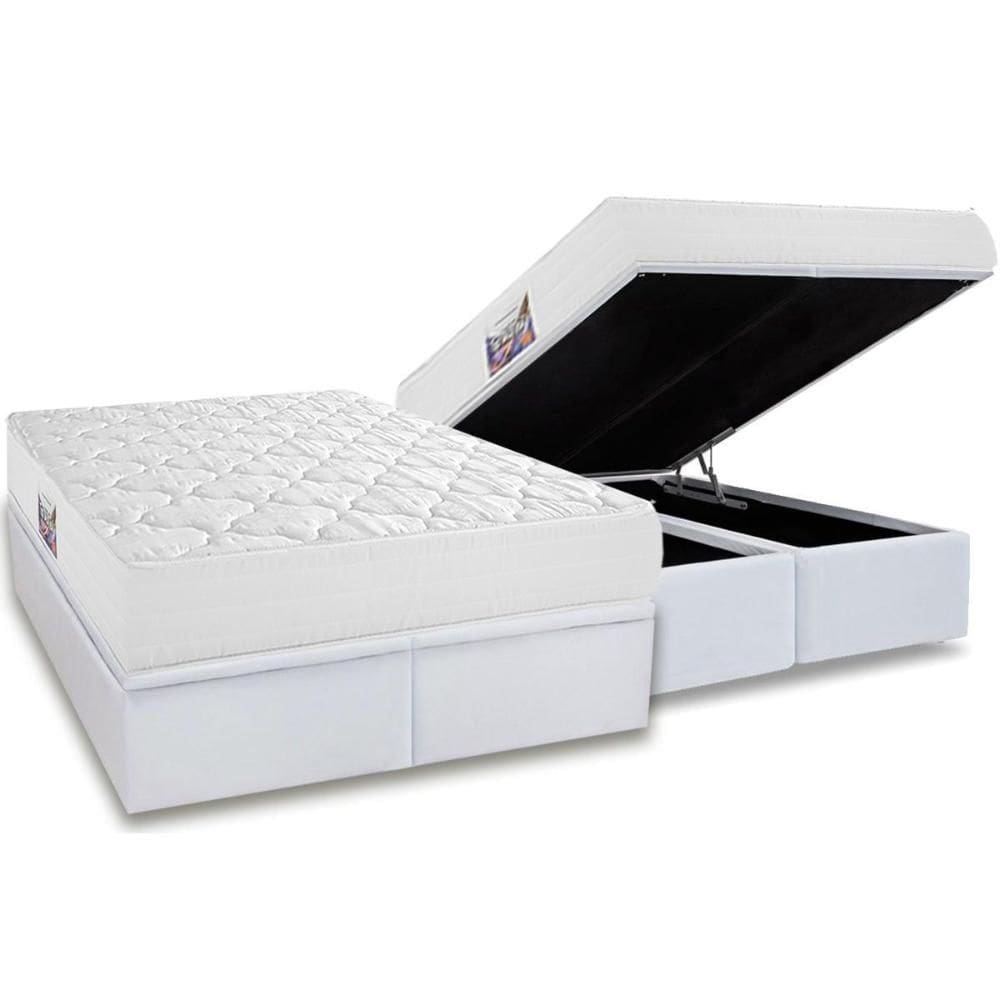 Conjunto Box Baú Queen: Colchão Espuma Herval D45 New Top + Base CRC Linhão White (158x198)